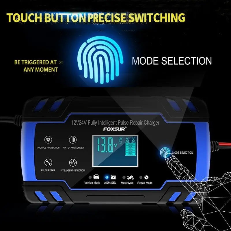 Autobatterie-Ladegerät 12/24V 8A Touchscreen Impulsreparatur Digital Autobatterie-Ladegerät 12/24V 8A Touchscreen Impulsreparatur Digital